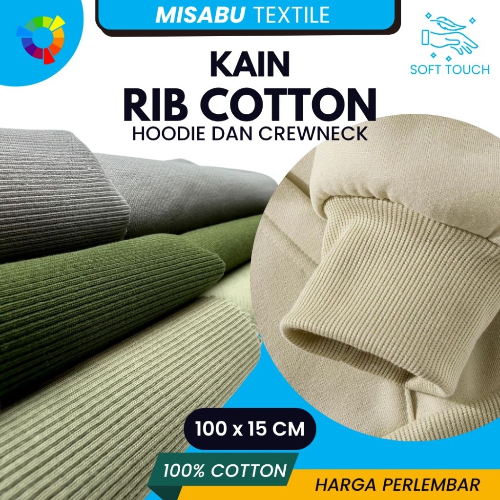Kain rib hoodie lembaran katun mengganti rib hoodie crewneck