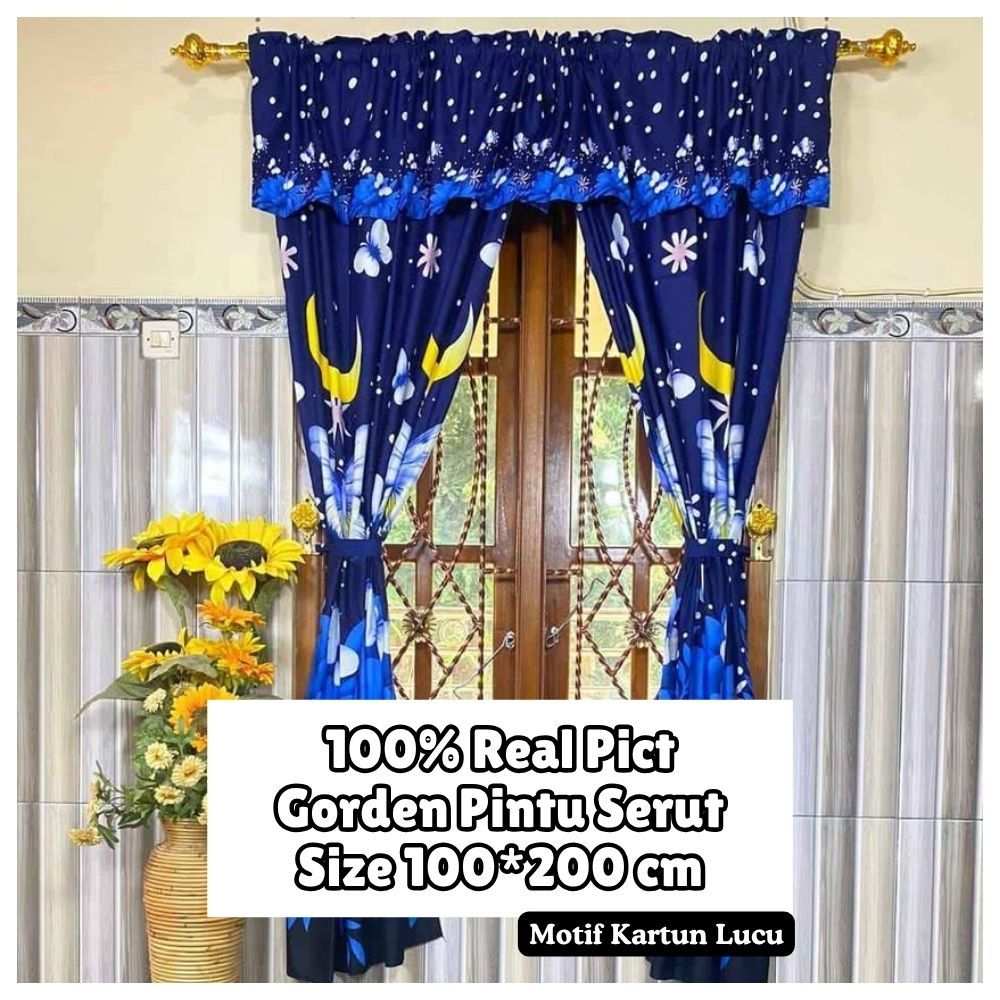 Gorden Serut Motif Kartun Lucu Anak Size 100*200 cm – Gorden Warna Cerah, Stok Ready, Bahan Premium