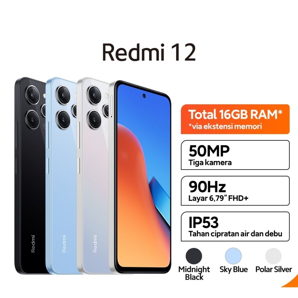 HP XIAOMI REDMI 12 8/128 GB - REDMI 12 RAM 8GB ROM 128GB GARANSI RESMI