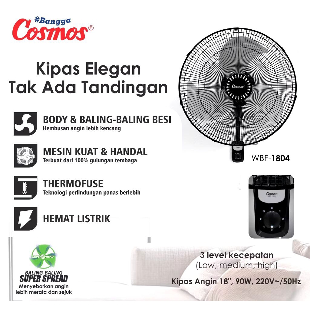 COSMOS Kipas Angin Dinding 18" inch WBF-1804