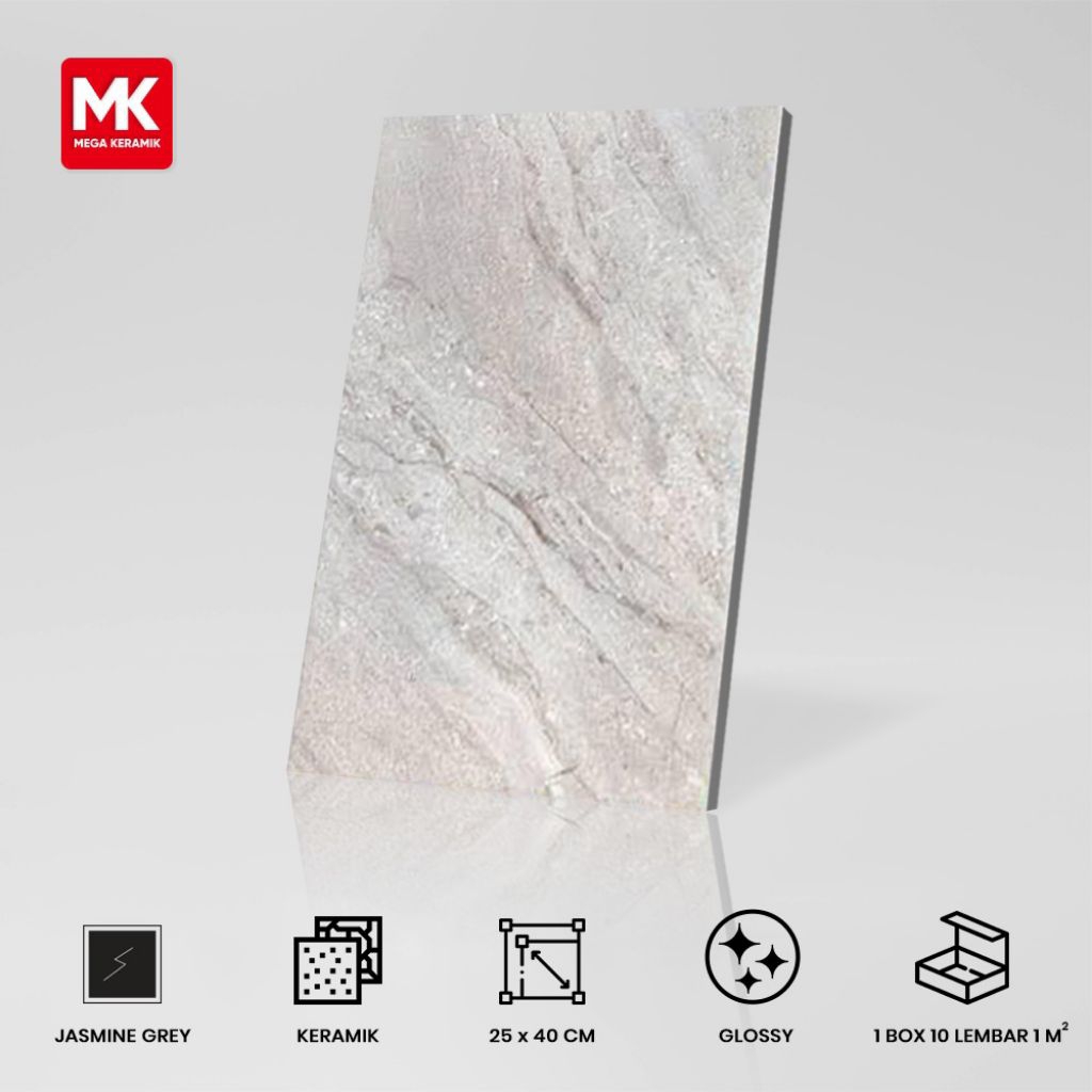 Keramik Dinding Glossy Jasmine Grey 25x40