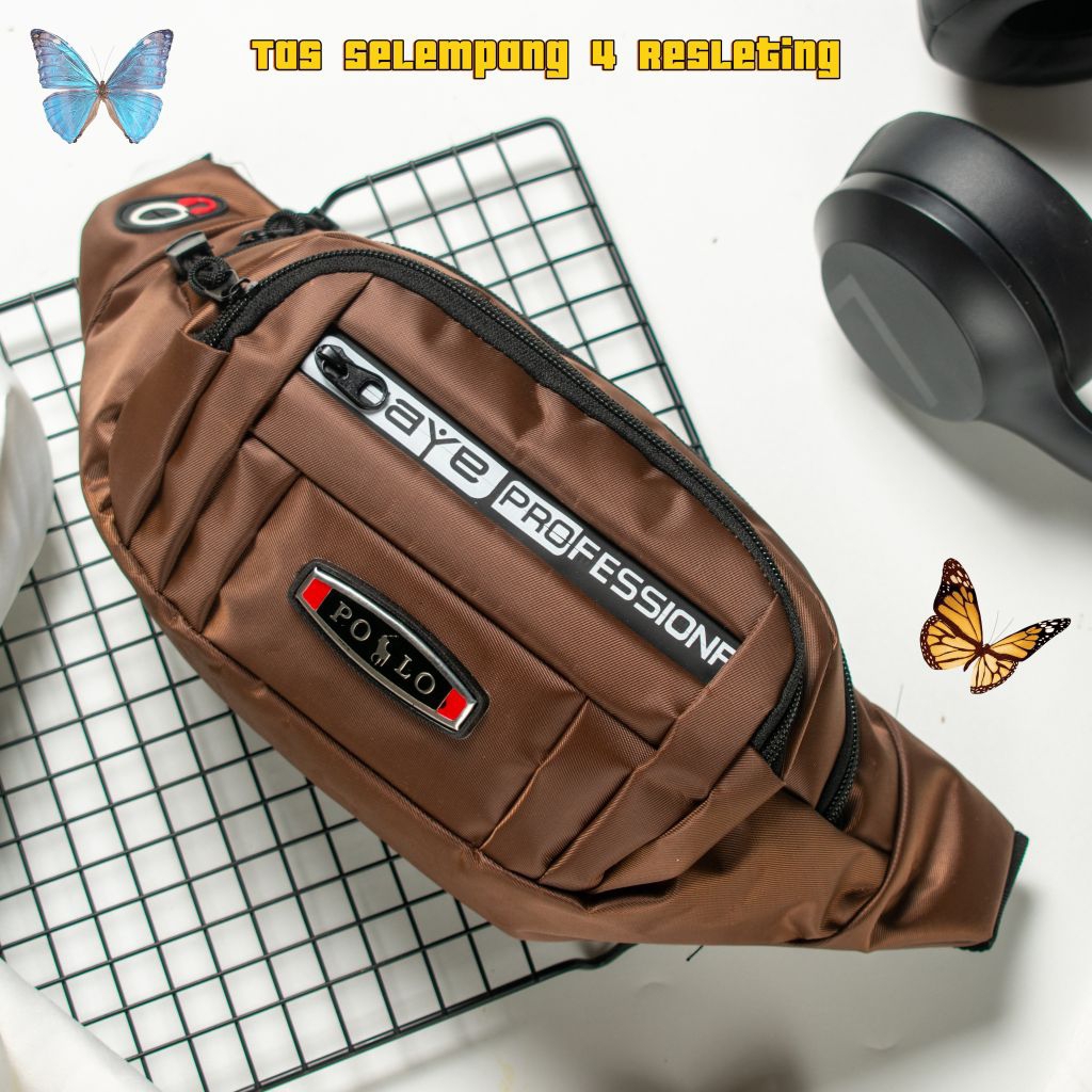 Tas Selempang Pria Tas Pinggang Pria Dengan 4 Resleting