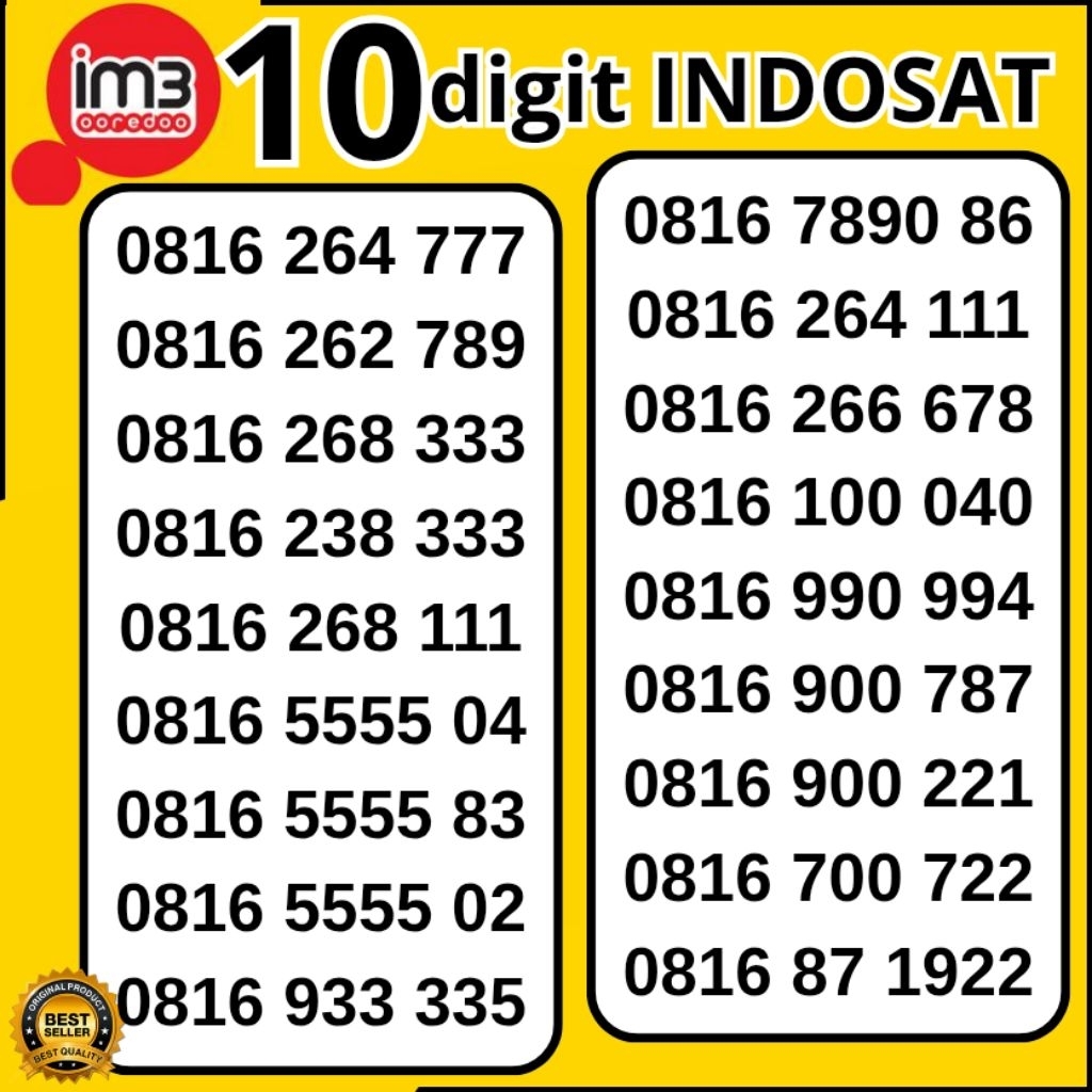 NOMOR CANTIK 10 DIGIT PRABAYAR PERDANA INDOSAT 10DGT NOMER CANTIK NOMOR KEREN