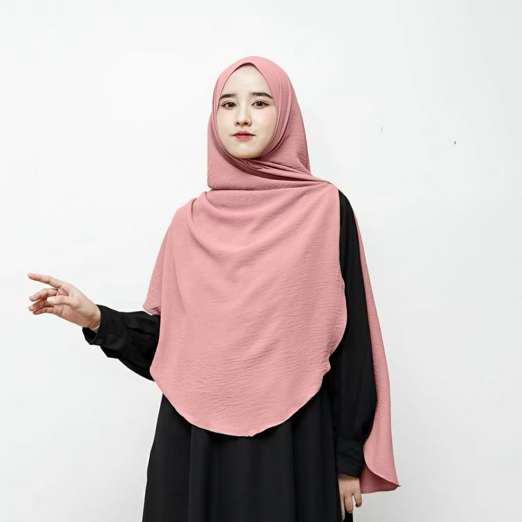 Hijab Pasmina Oval Jumbo Crinkle Airflow | Kerudung Oval Crinkle Size XL | Kerudung Pasmina Cantik |