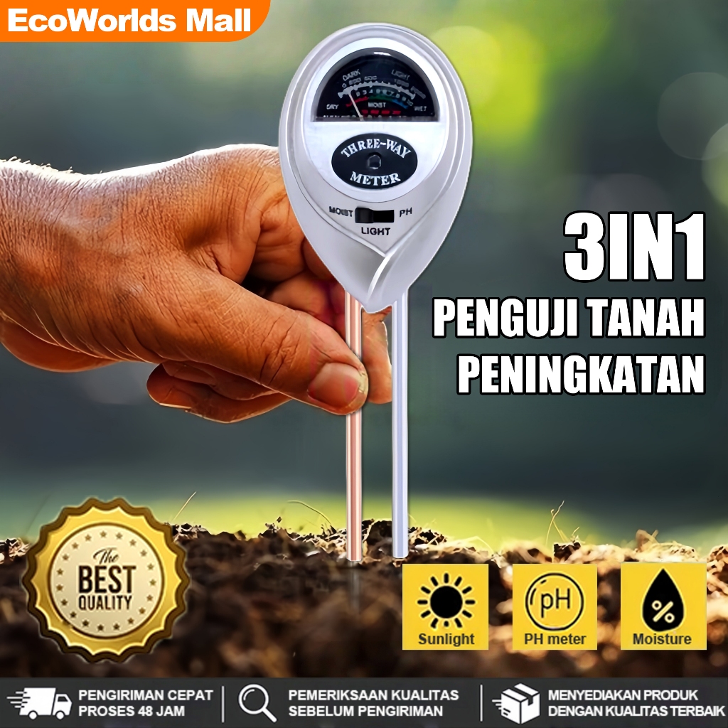 Ph meter tanah alat pengukur pengecek ph tanah pertanian akurat 3 in 1 moisture pH  Sunlight Meter a