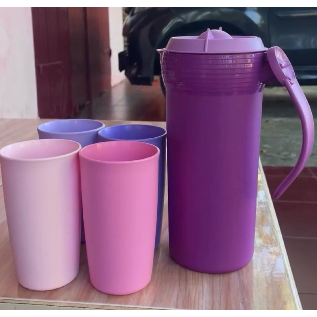 One set Ungu | TUPPERWARE ORIGINAL. (1 teko & 4 gelas)