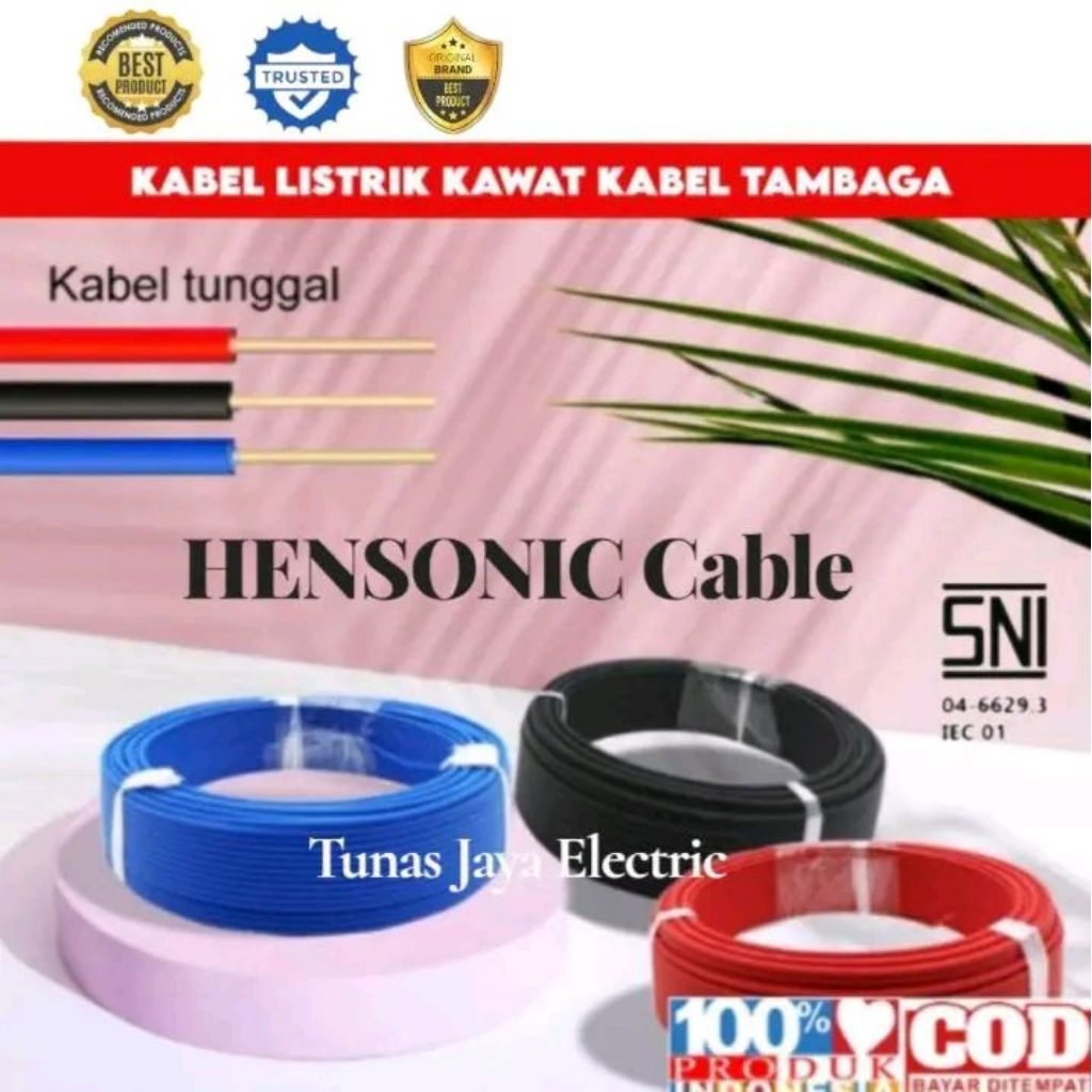 Kabel NYA 1,5mm @25 Meter Tembaga Murni HENSONIC (Standar SNI)
