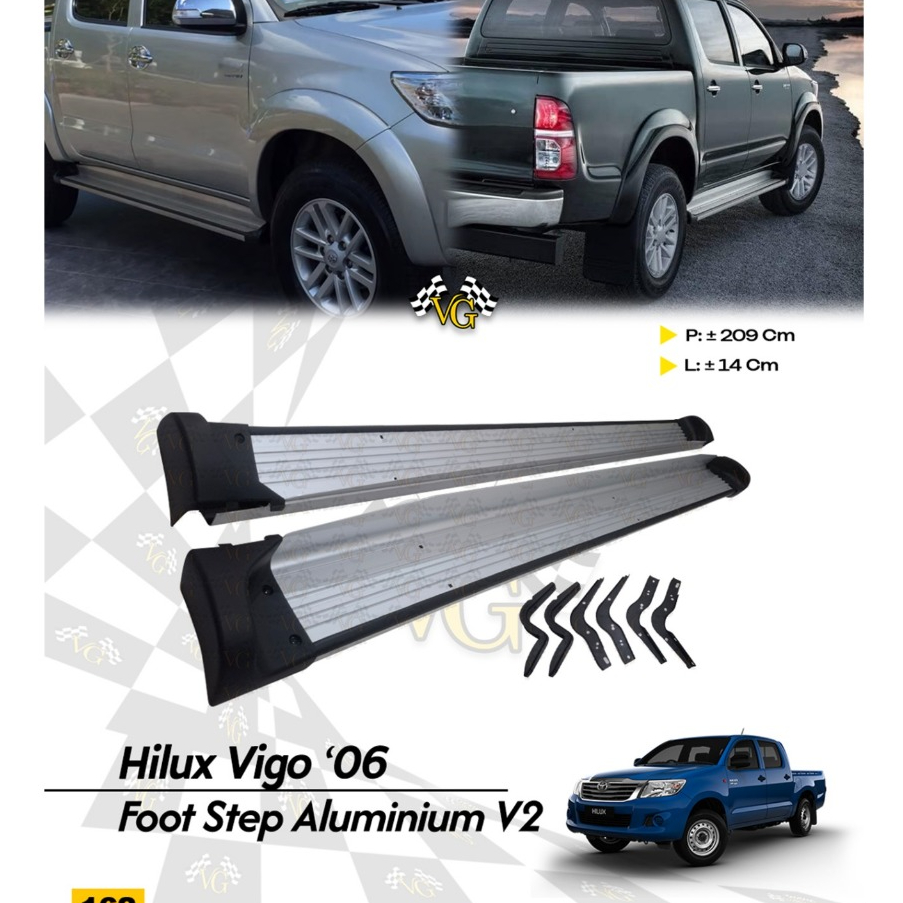 Footstep Hilux Vigo 2006 - 2012 Double Cabin Side Step Hilux Vigo Pijakan Kaki Alumunium Hilux Vigo