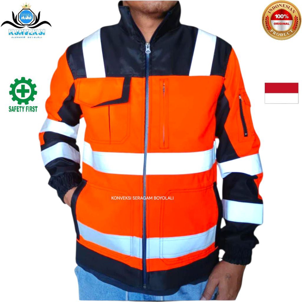 CUSTOM JACKET SAFETY BAHAN TASLAN WATERPROOF SCHOTLITE 3M - JACKET SAFETY - JACKET