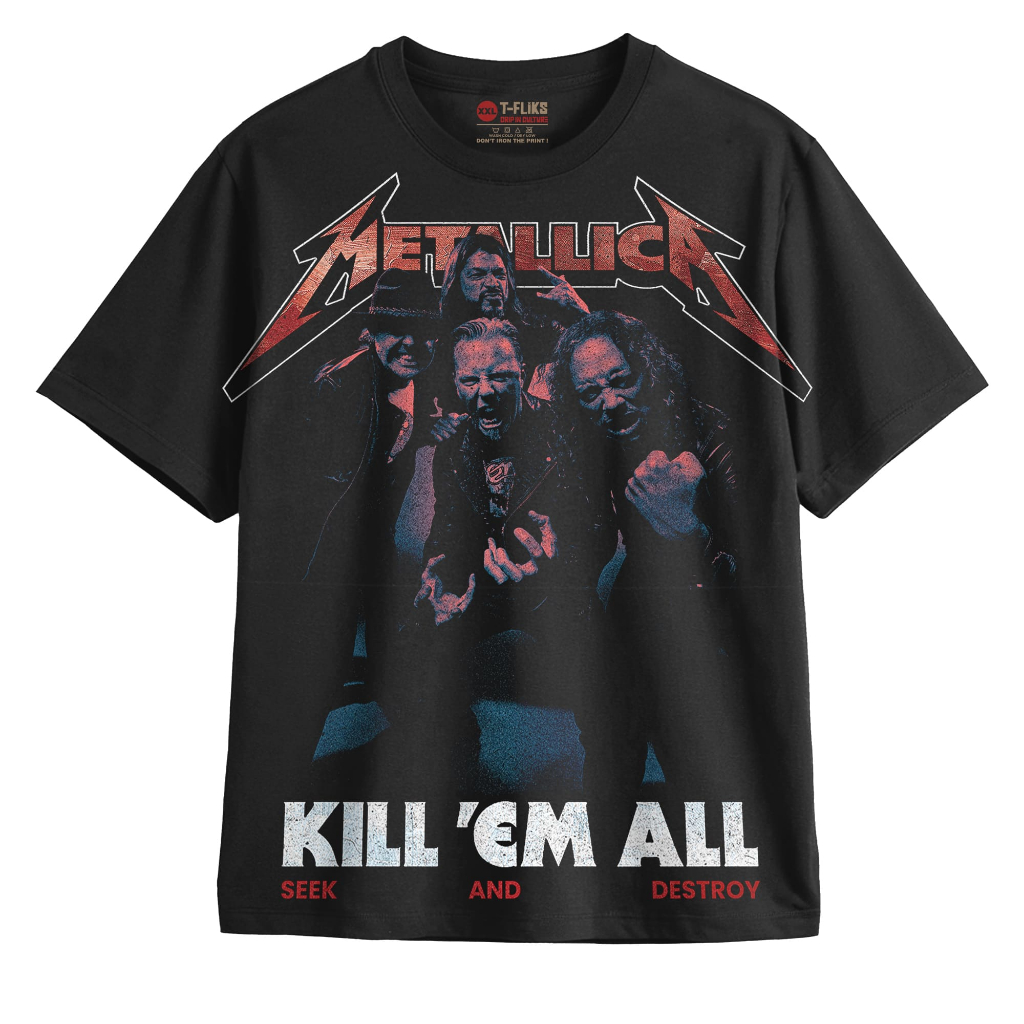 METALLICA SEEK AND DESTROY KAOS BAND TSHIRT OVERSIZE UNISEX HITAM - TFLIKS