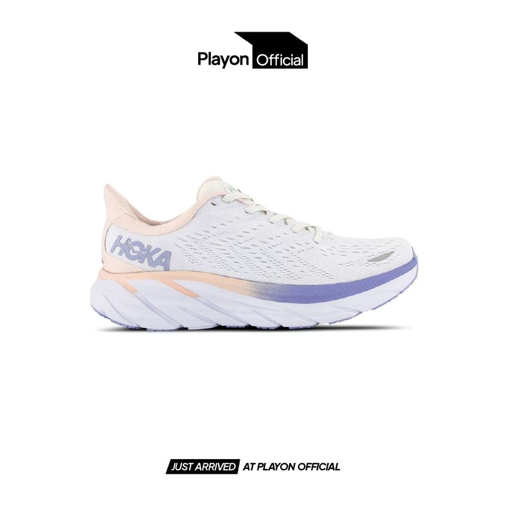 Sepatu Hoka Clifton 8 White Purple Blanc Mangano Original BNIB