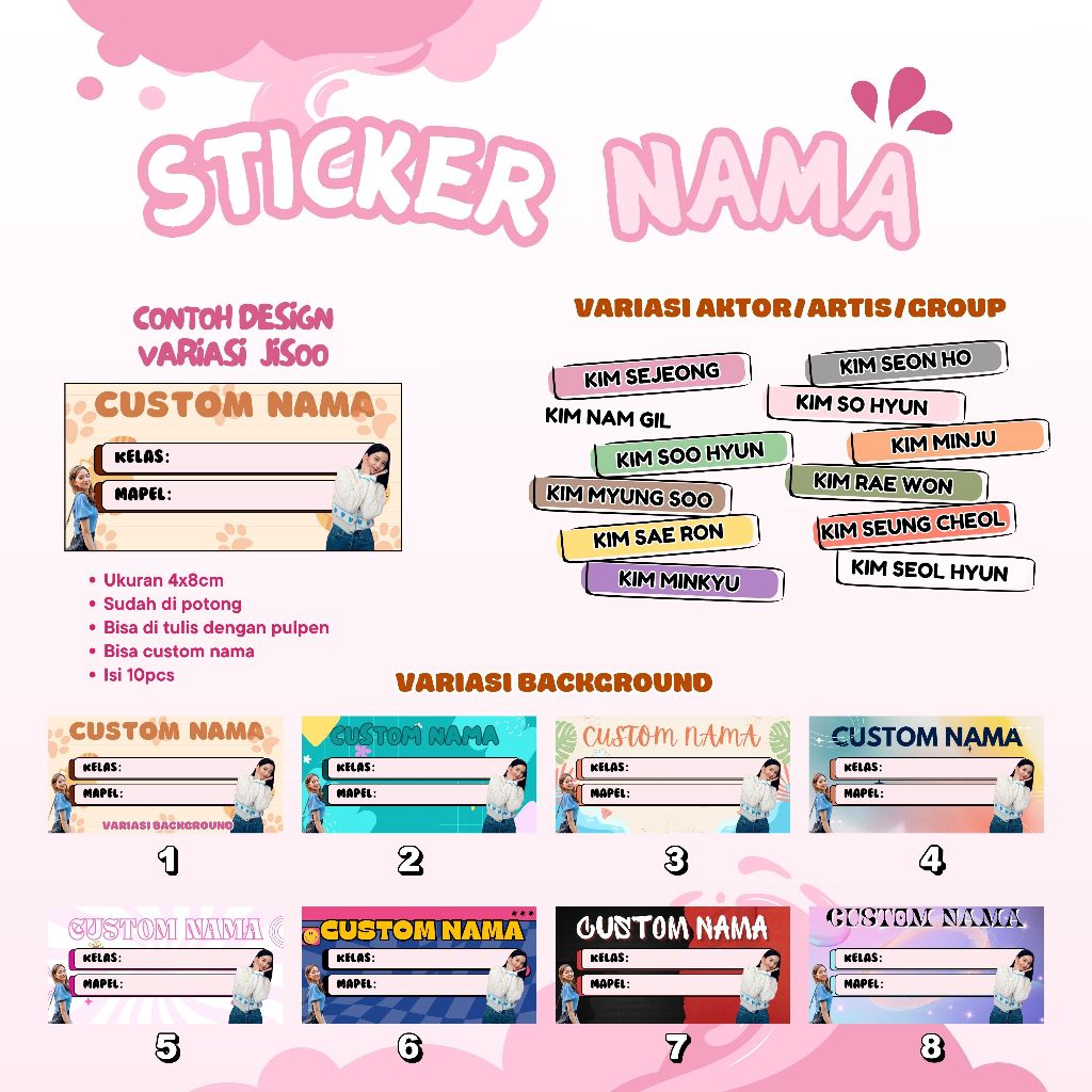 10PCS STICKER NAMA KPOP I DRAKOR I DRACIN I KIM MINJU I KIM MINKYU I KIM MYUNG SOO I KIM NAM GIL I K