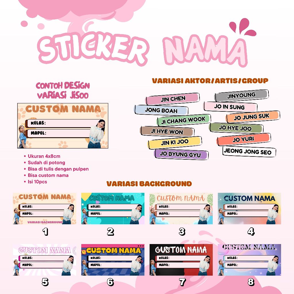 10PCS STICKER NAMA KPOP I DRAKOR I DRACIN I JEONG JONG SEO I JI CHANG WOOK I JI HYE WON I JIN CHEN I