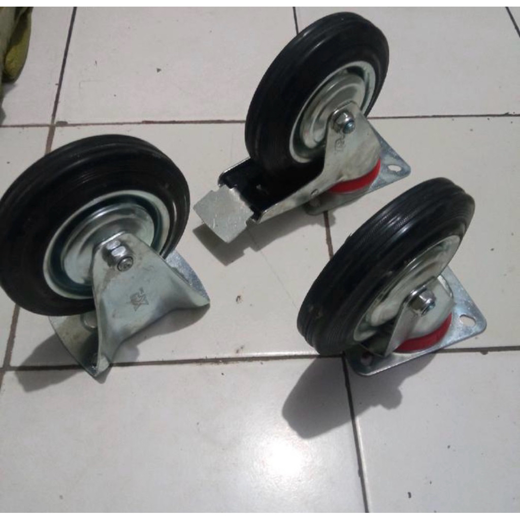 Trolley Roda Karet 6” Hidup Mati Rem Roda Trolley Troli 6 Inch Troly Gledekan