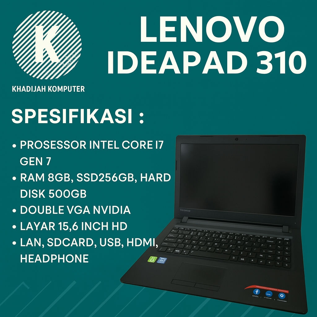 Lenovo Ideapad 310 i7 Gen 7 I Ram 8gb, SSD 256gb I Dual Vga Nvidia