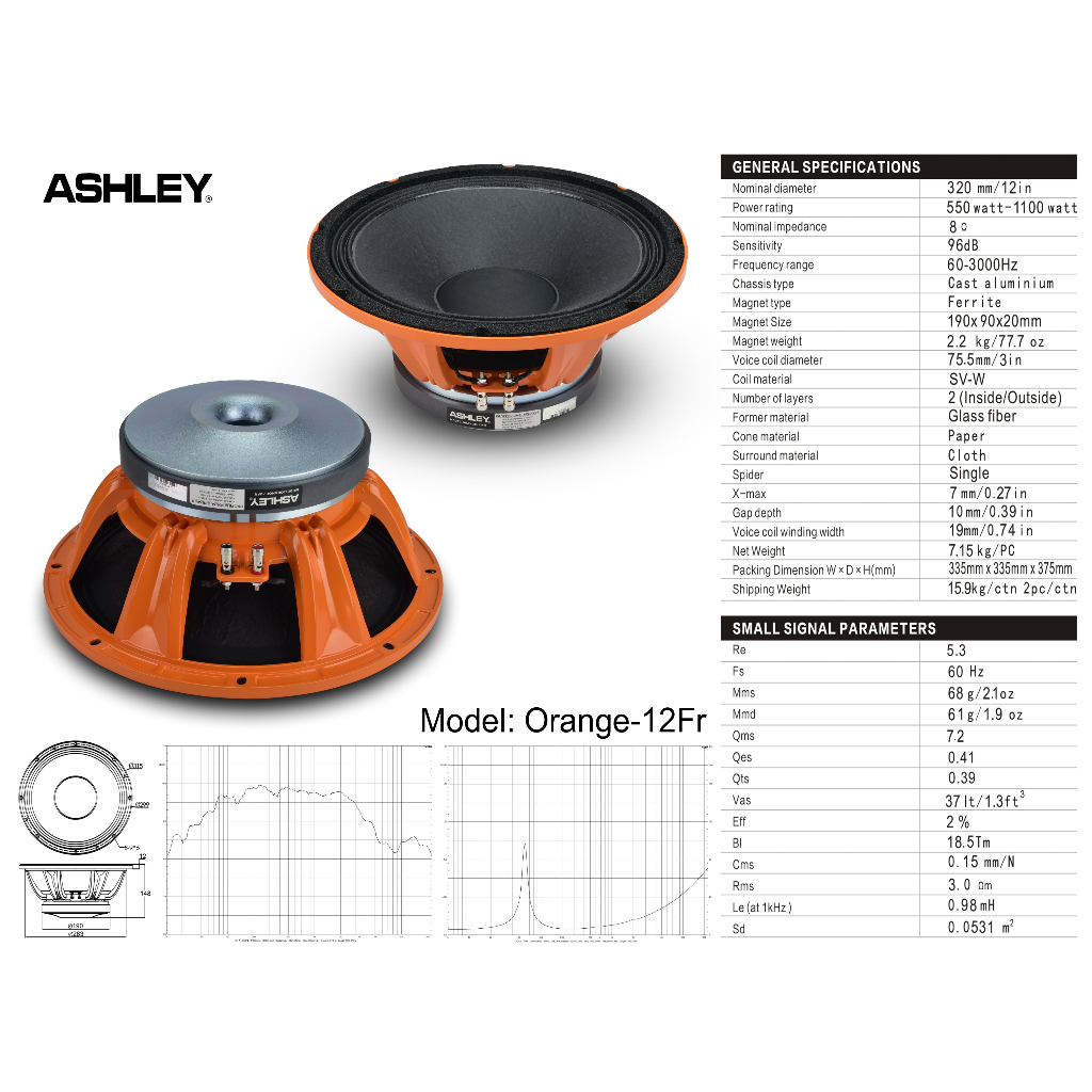 ORANGE-12FR SPEAKER COMPONENT 12 INCH ASHLEY ORIGINAL / KOMPONEN 12 INCH / ORANGE12FR / ORANGE 12FR
