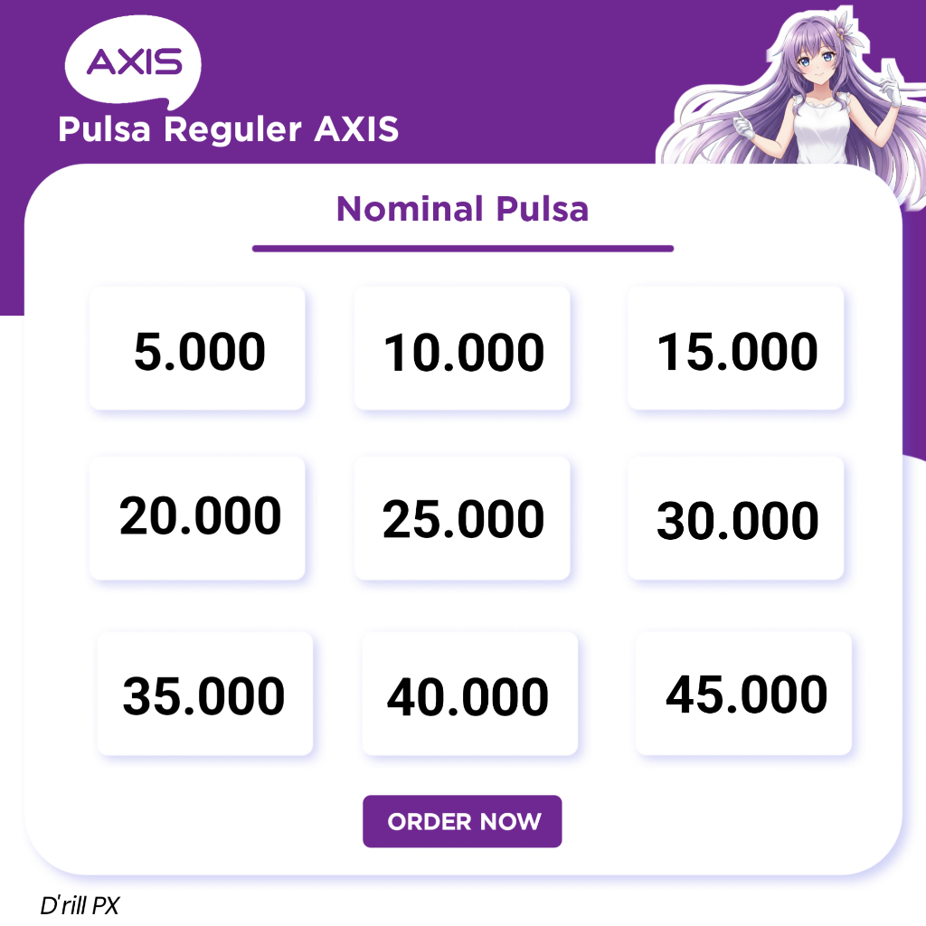 PULSA AXIS 5K 10K 15K 20K 25K 30K Reguler Termurah 5000 Rupiah