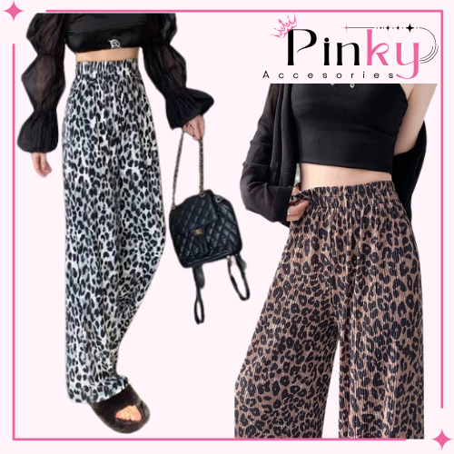 PINKY CPG537 Celana Panjang Leopard Motif Macan Kulot Bahan Karet Rayon Stretch
