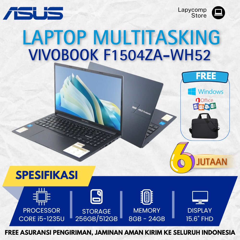 Laptop Core i5 Baru Asus Vivobook F1504ZA - WH52 Core i5 - 1235U Ram 8GB Ssd 256GB Layar 15,6" FHD