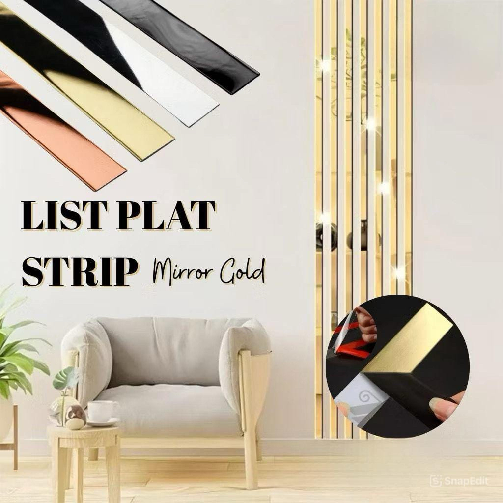 Stainless Decor Line/List Plat Mirror/Dekorasi Interior/List Strip Mirror/Stiker Dekorasi/List Wall 