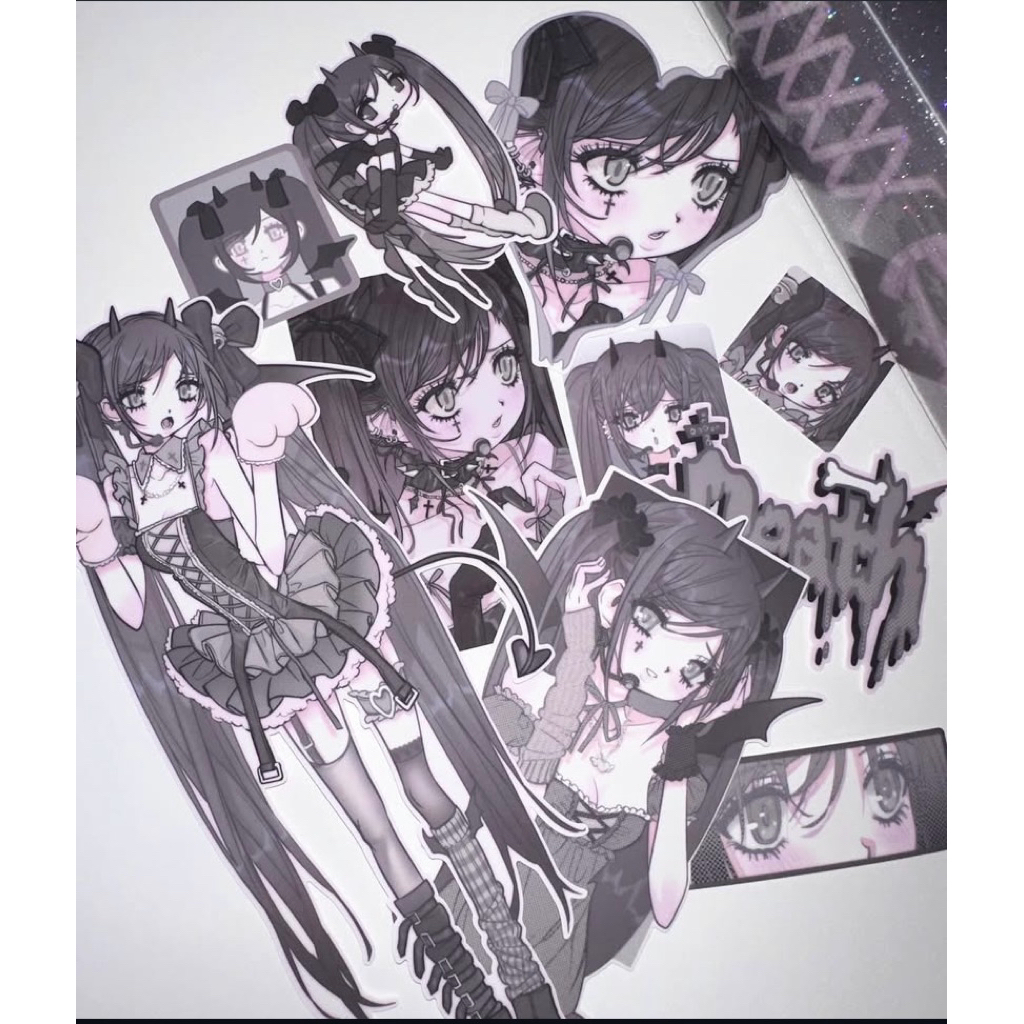 Domi World Black Death Pink Birth Korean sticker