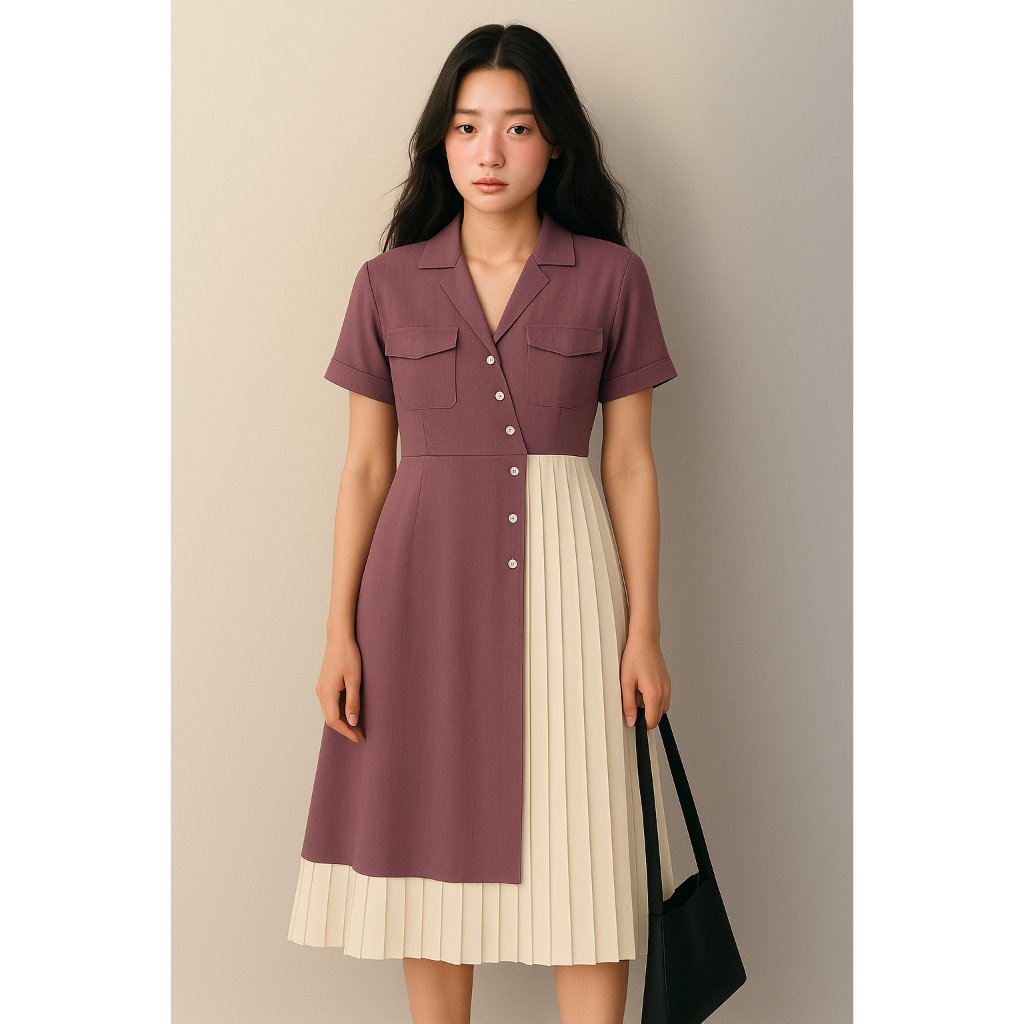 RazifaWear Dhianta Crinkle Dress Wanita - Dress Midi Airflow Crinkle| Daily Dress Casual| Dress Leng