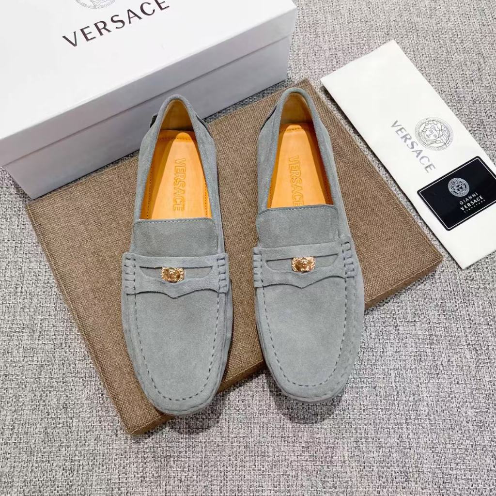 Versace baru pria high-end bisnis rekreasi mengemudi set kaki kacang sepatu Leffo sepatu