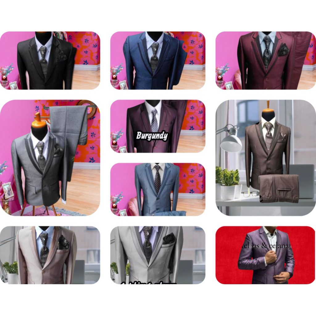 Harga Paket 1 STEL JAS SEMI WOL MENGKILAP BONUS SARUNG JAS( Jas,Celana,Dasi & Saputangan),Jas setela