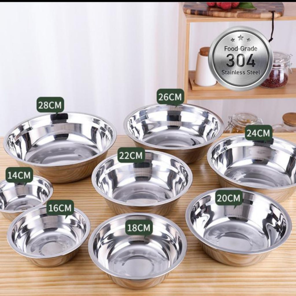 Baskom Stainless Anti Karat Baskom 14cm ,40cm