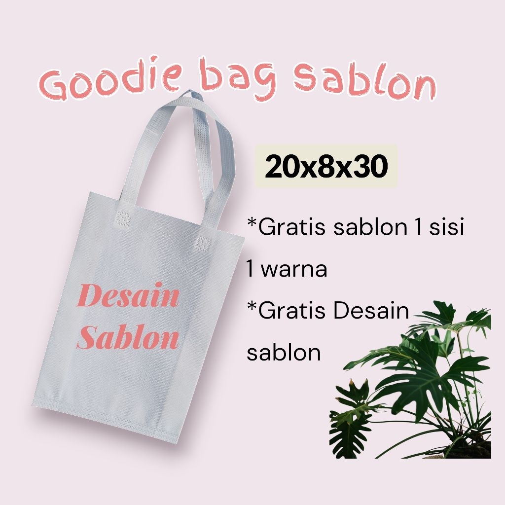 Goodie bag custom sablon 20x8x30 Goodie bag spunbond Tas sablon custom Tas goodie bag sablon Tas goo