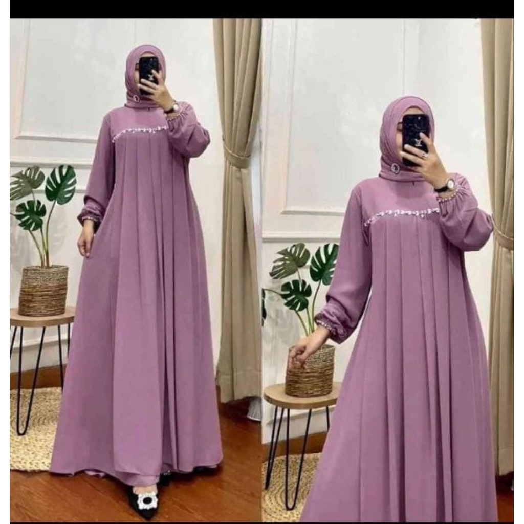 DRESS FULL CERUTY MIX PAYET GAUN LEBARAN