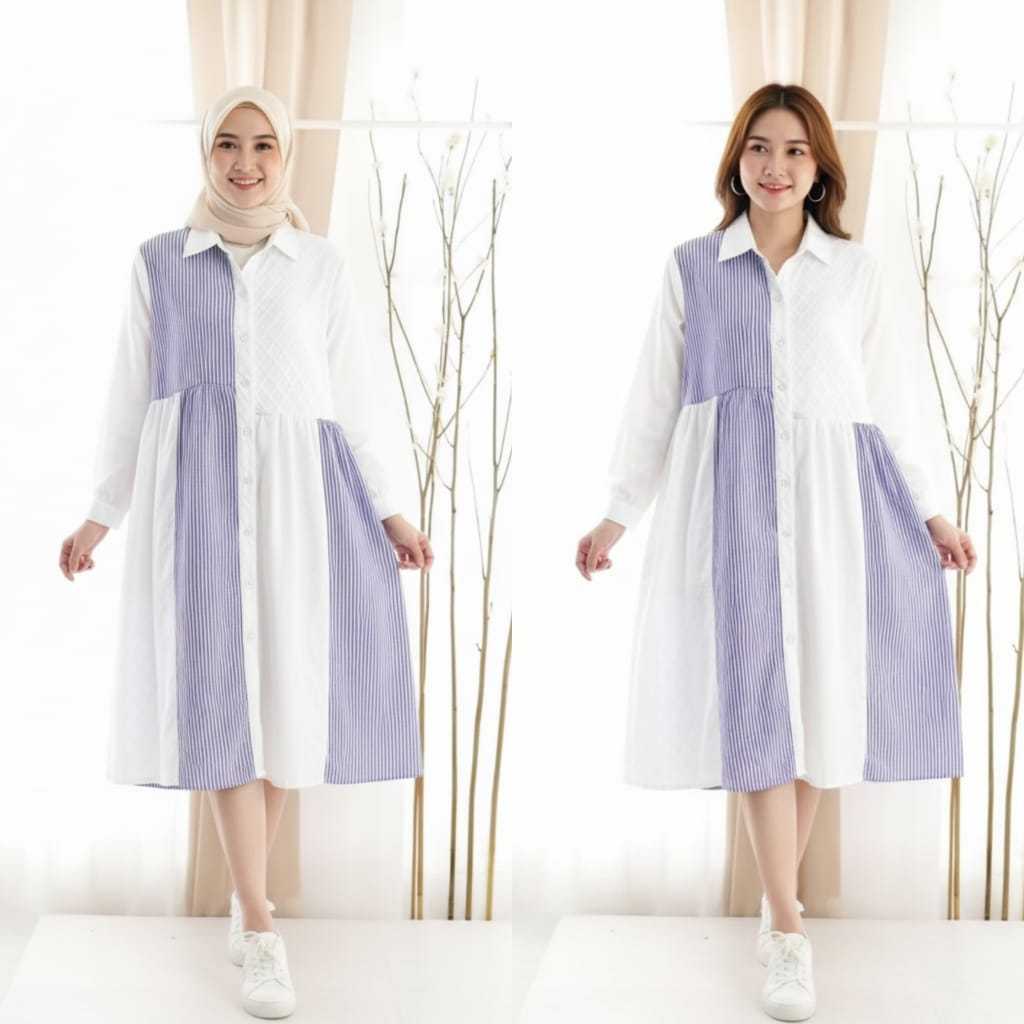 [ Dierly ] TUNIK BABYDOLL DRESS BRUKAT BAHAN KATUN POPLIN KATUN SALUR IMPORT