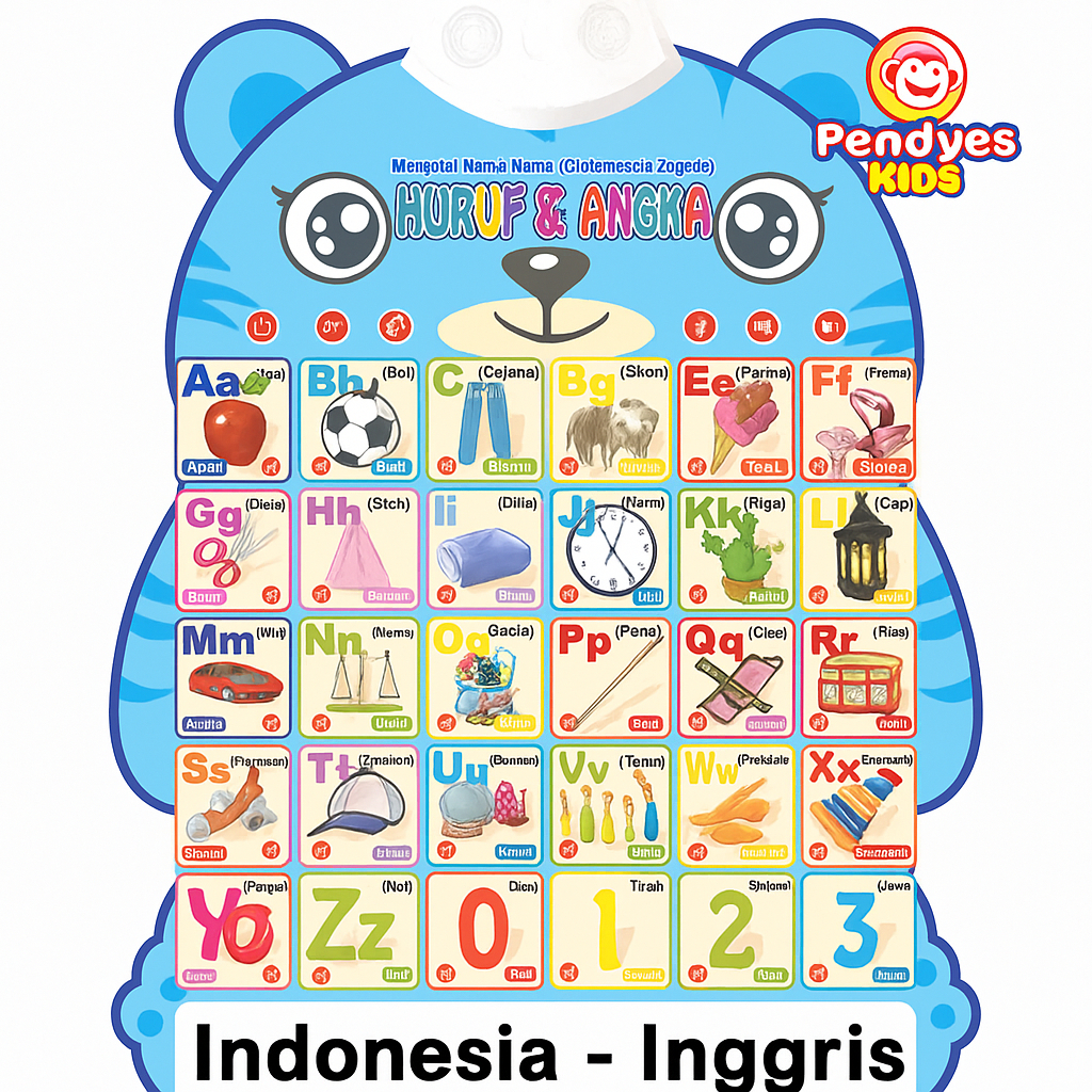 Poster Edukasi Suara Anak Belajar Bahasa Indonesia Inggris ABC-Z / Poster Dinding Suara / Mainan Edu