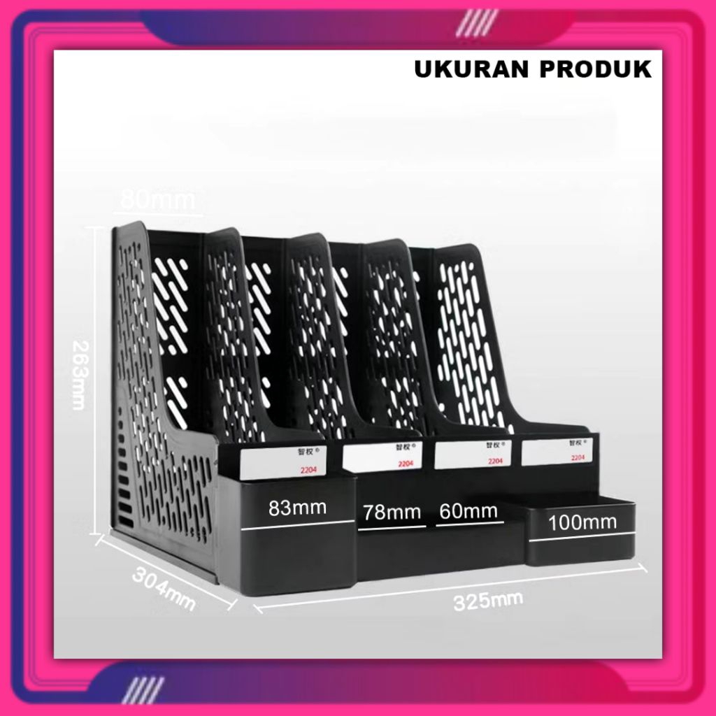 Rak File Dokumen Plastik 4 Sekat Warna Biru / Rak Map Kantor Meja Kerja 4 Slot