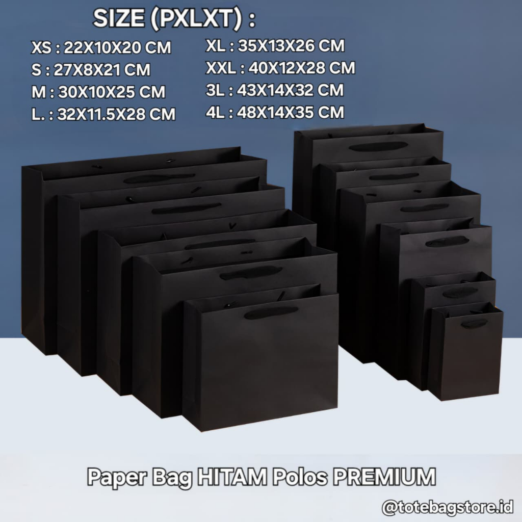 Paper Bag Tebal Hitam Polos Elegan Handle Tali Jinjing Jumbo / Tas Kado Hadiah Gift Souvenir Wedding