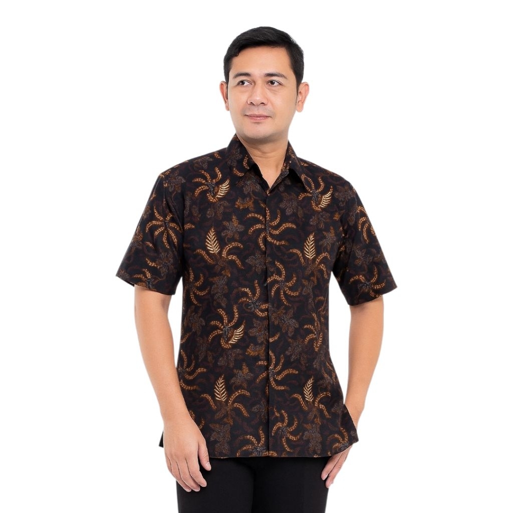 Baju Batik Pria Lengan Pendek, Batik Pria Modern, Batik Pria Hitam