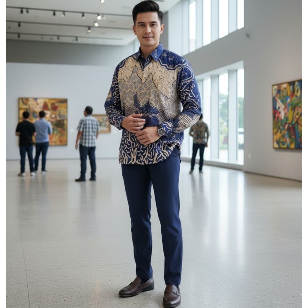 Brand Bandung BAJU BATIK PRIA PREMIUM  MOTIF TERLARIS UNGU SEKAR