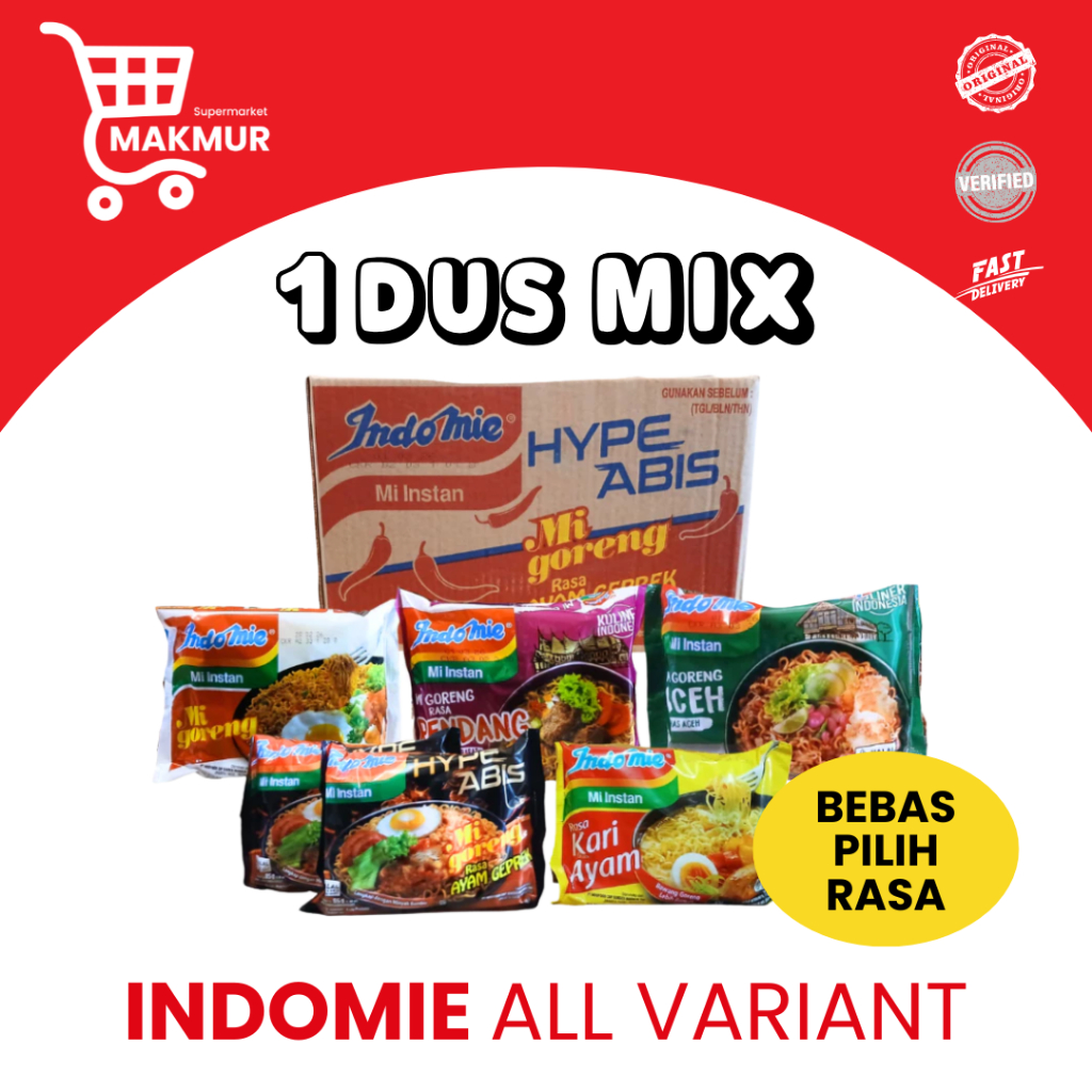 Indomie 1 DUS isi 40 PCS (MIX) CAMPUR RASA / INDOMIE MIX ALL VARIANT 1 DUS [GROSIR] - Tkmakmur24