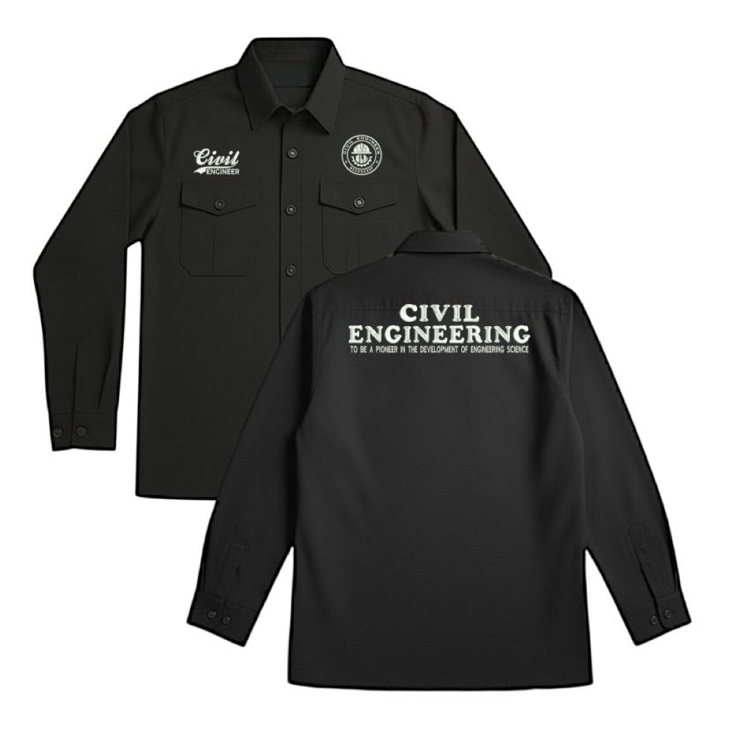 KEMEJA WORKSHIRT LENGAN PANJANG CIVIL ENGINEERING BORDIR KOMPUTER
