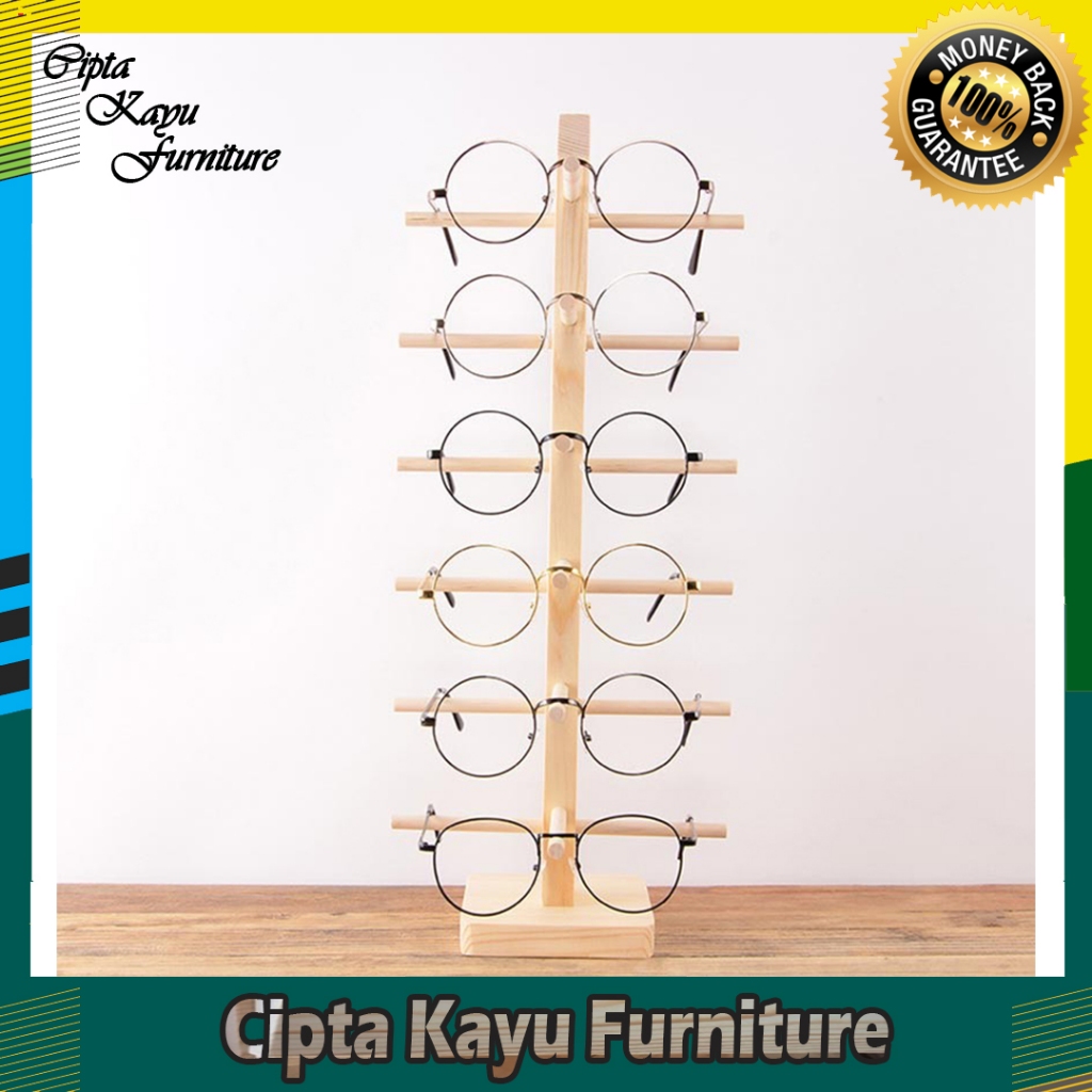 Rak Display Kacamata Kayu Minimalis | Tempat Pajang Kacamata Unik – Cipta Kayu Furniture  Rak Kacama