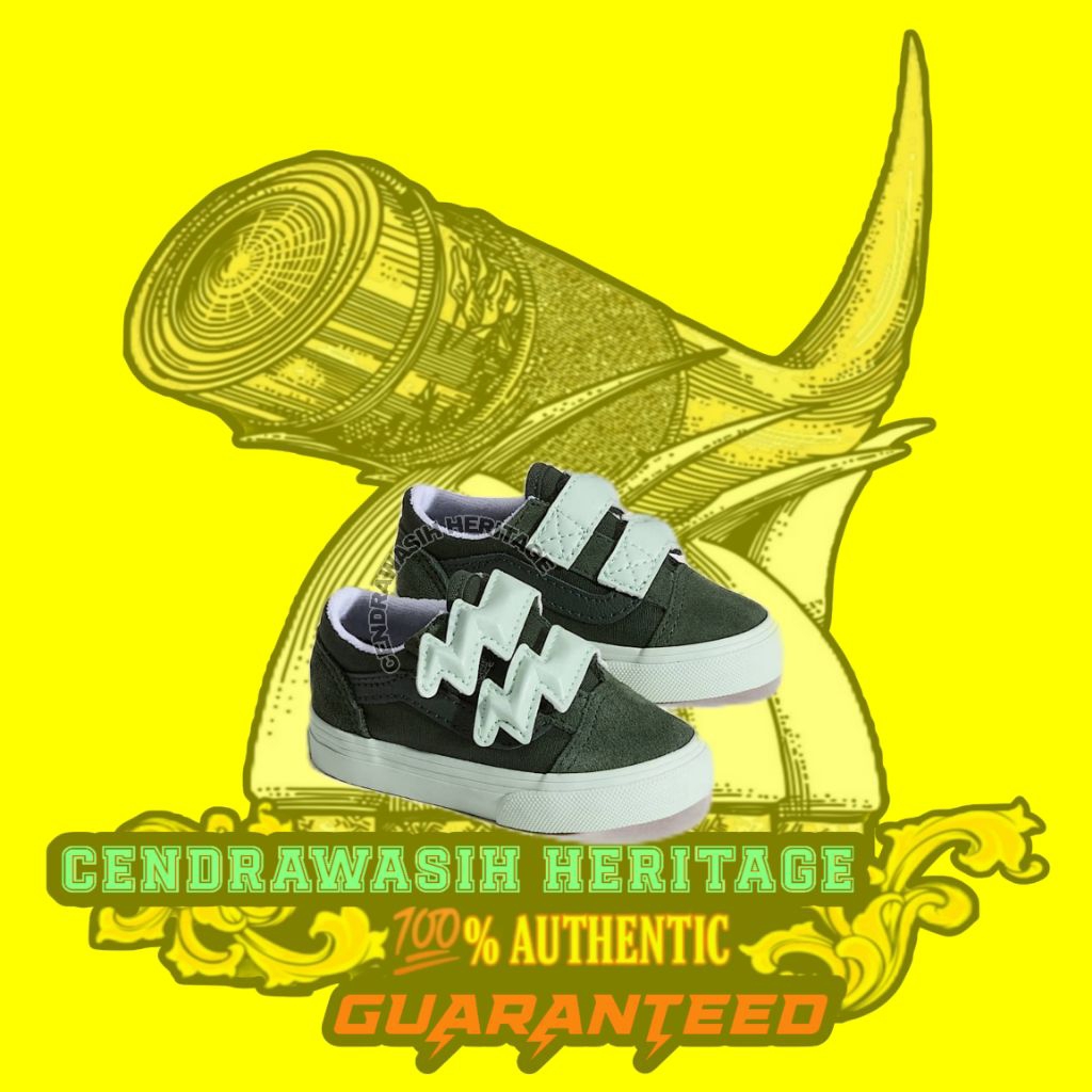 Vans Little Childrens Old Skool V Bolt Strap Green Original