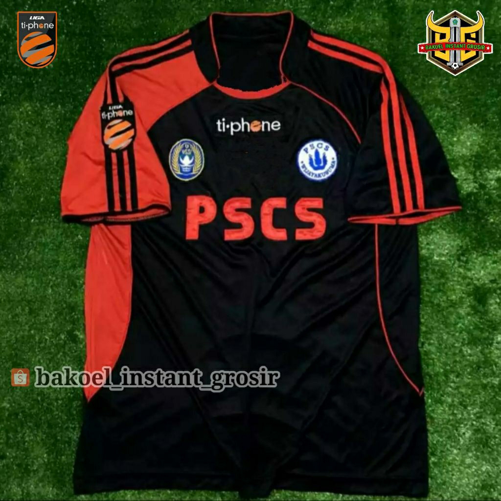 Jersey PSCS Cilacap 2010 / 2011 Liga Ti-phone Hitam Orange RETRO Full PRINTING atau Full BORDIR