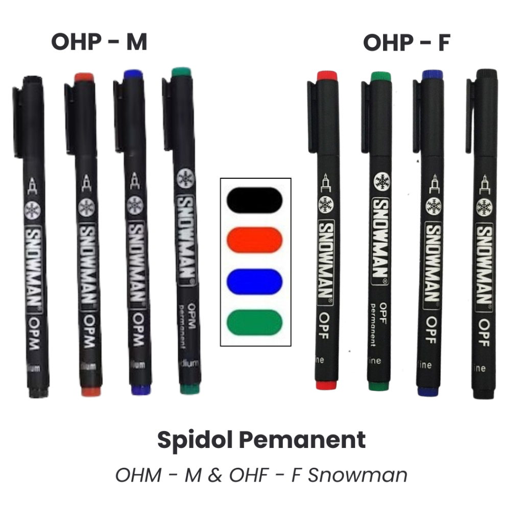 SNOWMAN Spidol Permanent OHP-M OHP-F Fine & Medium