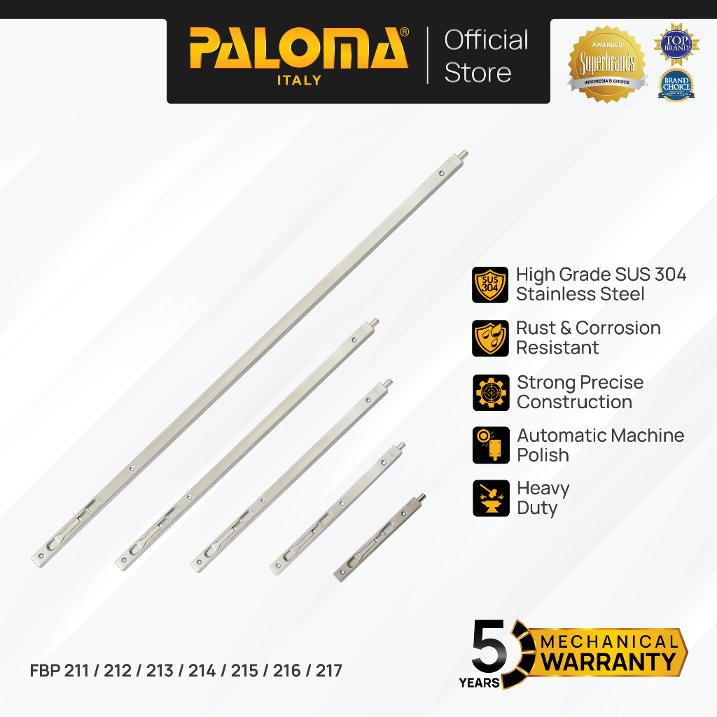 PALOMA Flush Bolt Grendel Gerendel Tanam Slot Pintu Door Jendela Window Stainess Steel SUS 304 SUS30
