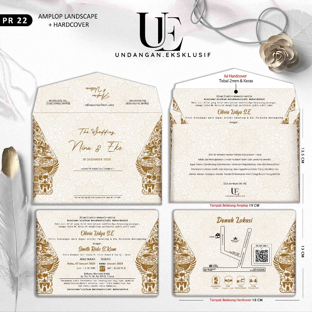 Undangan Pernikahan Amplop Hardcover Landscape Premium Undangan Eksklusif