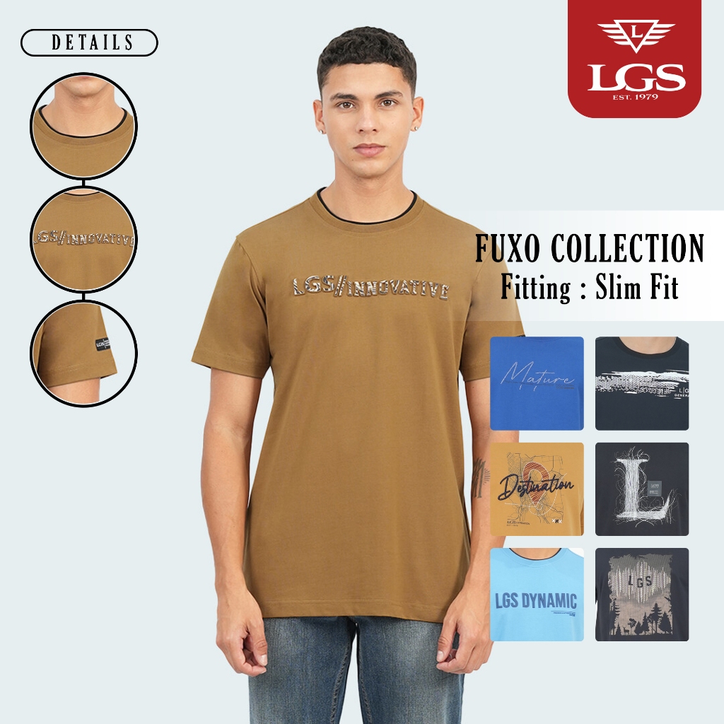 LGS - Fuxo Collection - Kaos Pria - T-Shirt Cowok - Gambar Sablon - Multi Warna - Slim Fit - JTS.322