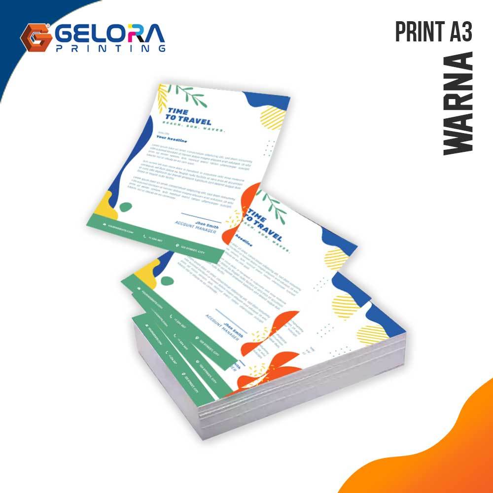 GELORA PRINTING Print A3 Warna Custom (1 sisi)