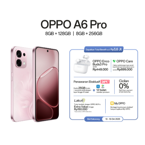 Oppo A6 Pro 4G Ram 8/128Gb 8/256gb Bergaransi Resmi hp oppo terbaru 2025