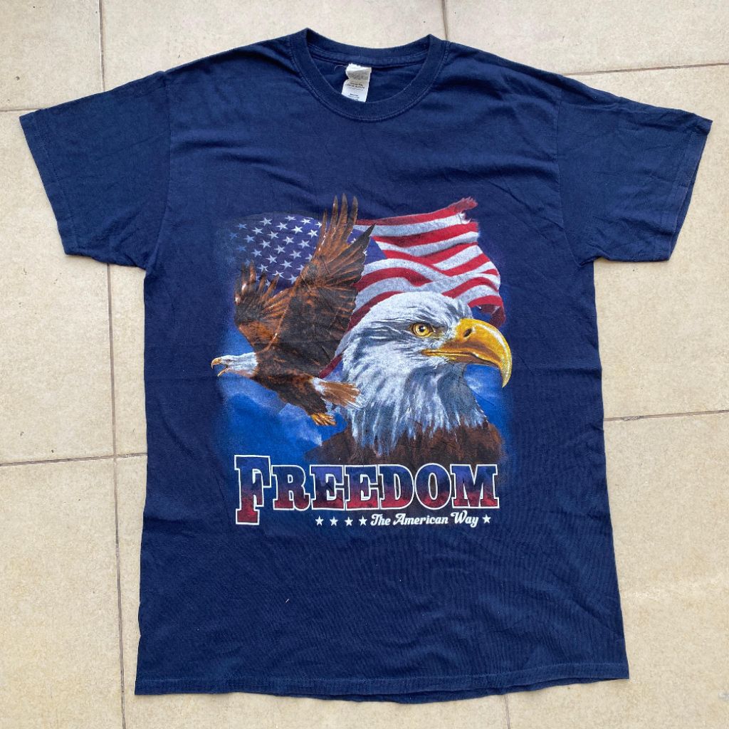 Kaos American way of freedom eagle biker original second Bekas murah, jual kaos vintage American fla