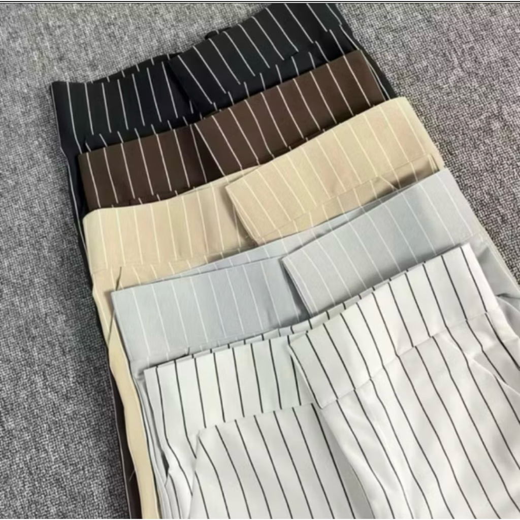 Celana cutbray wanita knit premium bangkok-Celana cutbray stripe-Celana semi cutbray-Celana import-C